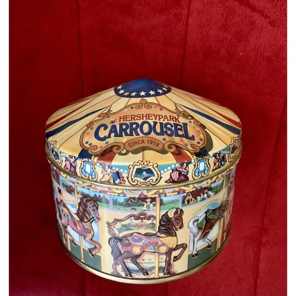 1996 Hershey's Hometown Series Canister #13 Hershey Park Horse Carousel Tin USA - Picture 1 of 3